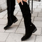 High Shaft Low Heel Side Zipper Women's Boots