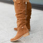 High Shaft Low Heel Side Zipper Women's Boots