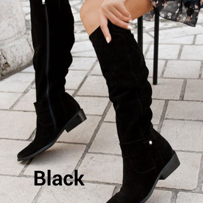 High Shaft Low Heel Side Zipper Women's Boots