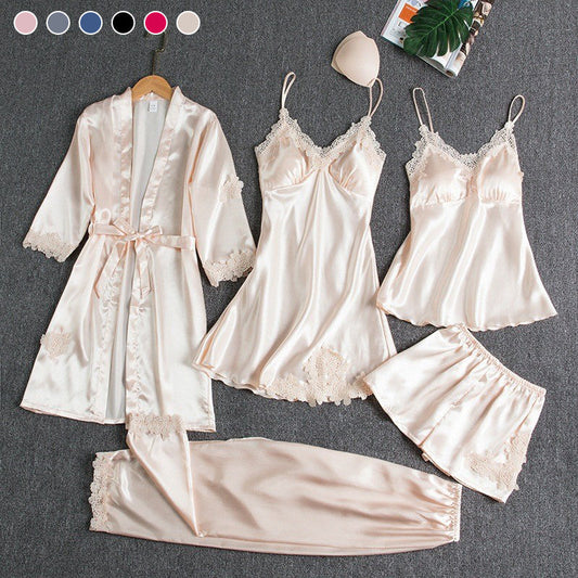 🌸LAST DAY SALE 60% OFF🌙Women's Sexy Lace Trim Sleepwear Five-Piece Sets