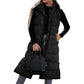 Stylish Puff Hooded Sleeveless Long Vest