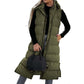 Stylish Puff Hooded Sleeveless Long Vest