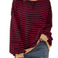 Women's Oversized Striped Long Sleeve Top