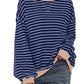 Women's Oversized Striped Long Sleeve Top