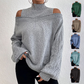 Women’s Fashion High Neck Off-Shoulder Knit Sweater