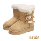 Women's Plush Bowtie Classic Platform Snow Boots