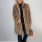 Women's Leopard Print Mid-Length Jacket