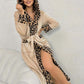 Women’s Cozy Hooded Leopard Print Bathrobe