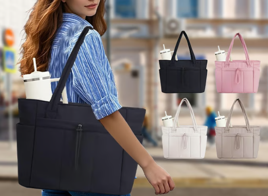 💕Hot Sale 60% OFF🎁Wandering Nature Puffer Tote Bag with Cup Holder & Laptop Compartment & Trolley Sleeve for Travel, Work, Nurse, Women