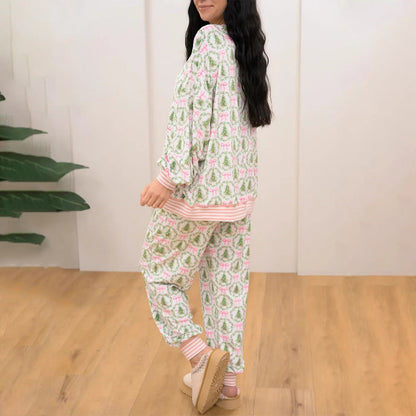 Cozy Christmas Long-Sleeve Top & Pants Set