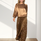 Women's Long Sleeve Top & Sequin Maxi Skirt Two-Piece Set