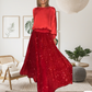 Women's Long Sleeve Top & Sequin Maxi Skirt Two-Piece Set