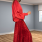 Women's Long Sleeve Top & Sequin Maxi Skirt Two-Piece Set