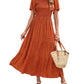 🌷Early Summer Sale 70% Off🌸2026 Summer Casual Floral Print Short Flutter Sleeve Crew Neck Smocked High Waist Flowy Maxi Dress