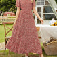 🌷Early Summer Sale 70% Off🌸2026 Summer Casual Floral Print Short Flutter Sleeve Crew Neck Smocked High Waist Flowy Maxi Dress