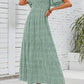 🌷Early Summer Sale 70% Off🌸2026 Summer Casual Floral Print Short Flutter Sleeve Crew Neck Smocked High Waist Flowy Maxi Dress