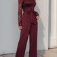 Elegant Vintage-Inspired One-Piece Lace Patchwork Solid Color Tie Waist Jumpsuits