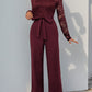 Elegant Vintage-Inspired One-Piece Lace Patchwork Solid Color Tie Waist Jumpsuits
