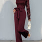 Elegant Vintage-Inspired One-Piece Lace Patchwork Solid Color Tie Waist Jumpsuits