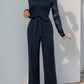 Elegant Vintage-Inspired One-Piece Lace Patchwork Solid Color Tie Waist Jumpsuits